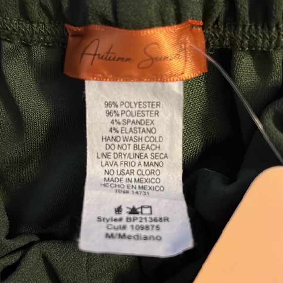 AUTUMN SUNSET GREEN PULL ON SHORTS SZ M NWT - Picture 7 of 7